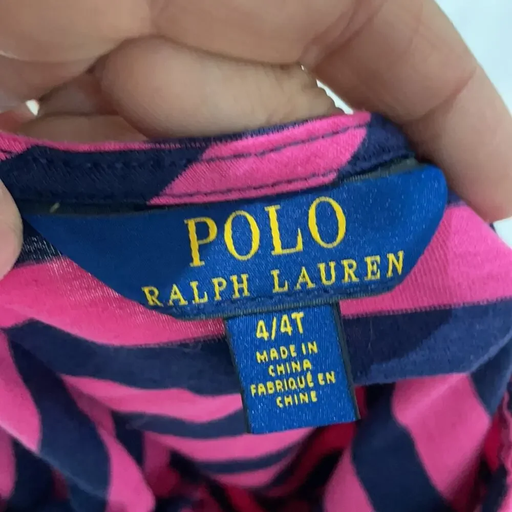 Ralph Lauren 4t navy hot pink stipe t worn once
